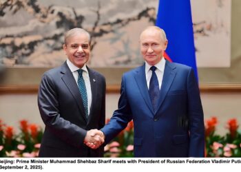 وزیراعظم محمد شہباز شریف اور روس کے صدر ولادی میر پیوٹن کے درمیان ملاقات