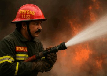 سویٹس اینڈ بیکرز کی عمارت میں آگ، ریسکیو 1122 کی بروقت کارروائی سے بڑی تباہی ٹل گئی