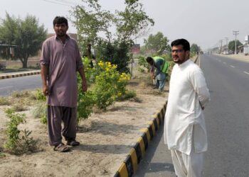ڈپٹی کمشنر لیہ امیرابیدار کے خصوصی احکامات پر ضلع کونسل لیہ کے زیر انتظام لیہ تا چوک اعظم روڈ پر گرین بیلٹس کی تزئین و آرائش کا کام تیزی سے جاری ہے